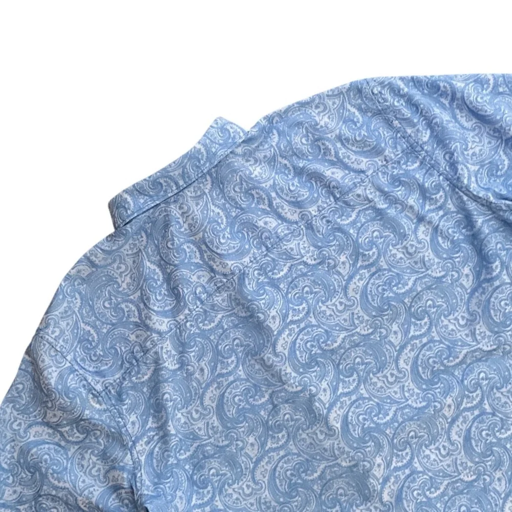 Robert Graham Paisley Button Up Shirt Blue‎ Short Sleeve Mens XXL Cotton